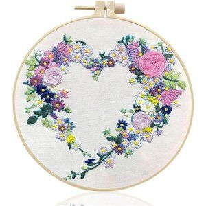 Embroidery Kit for Beginners Adults with Flower Pattern, Cross Stitch Kits